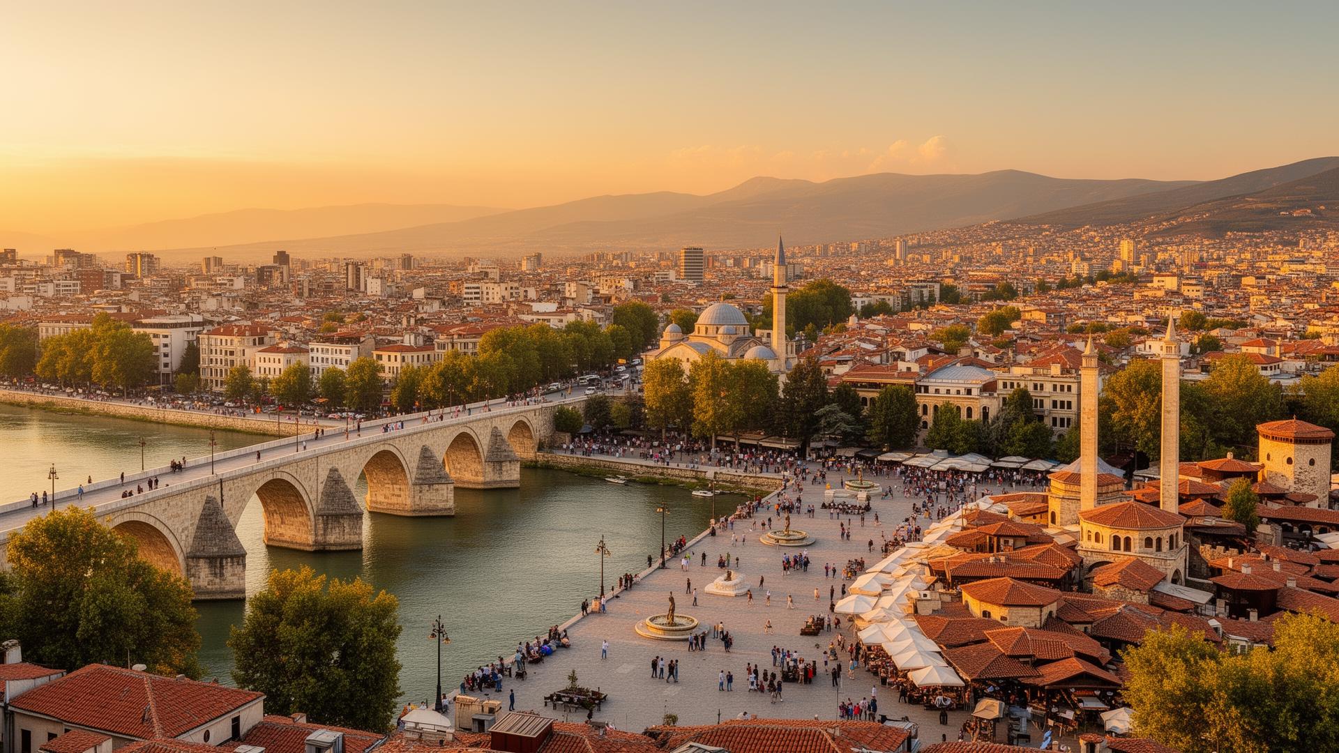 Panoramic view of Skopje, North Macedonia
